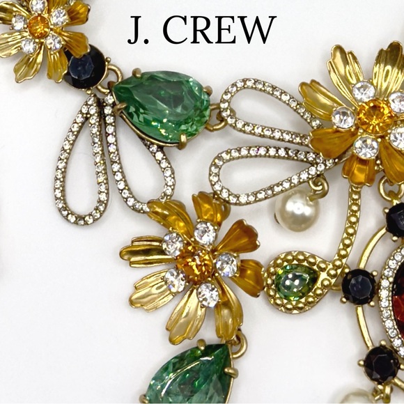 J. Crew • Baroque Floral Mixed Gem Statement Necklace • Alhambra Green - Picture 6 of 13